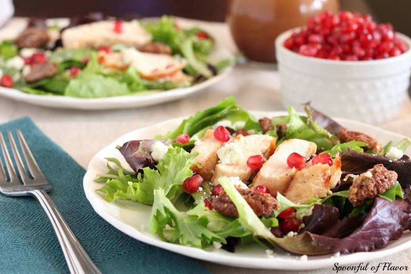 Grilled Chicken Salad with Blue Cheese, Candied Pecans and Pomegranate ...