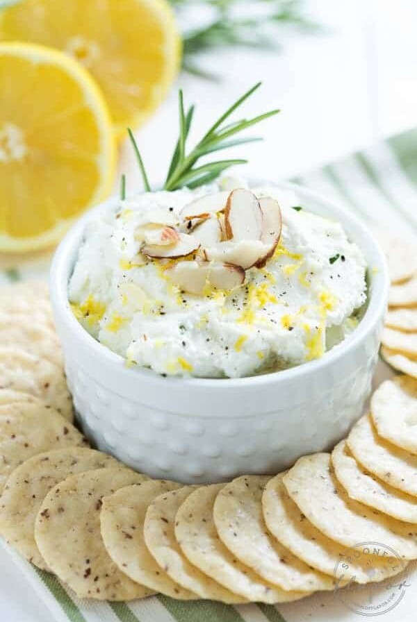 Lemon Rosemary Whipped Goat Cheese - an easy and flavorful appetizer or spread!