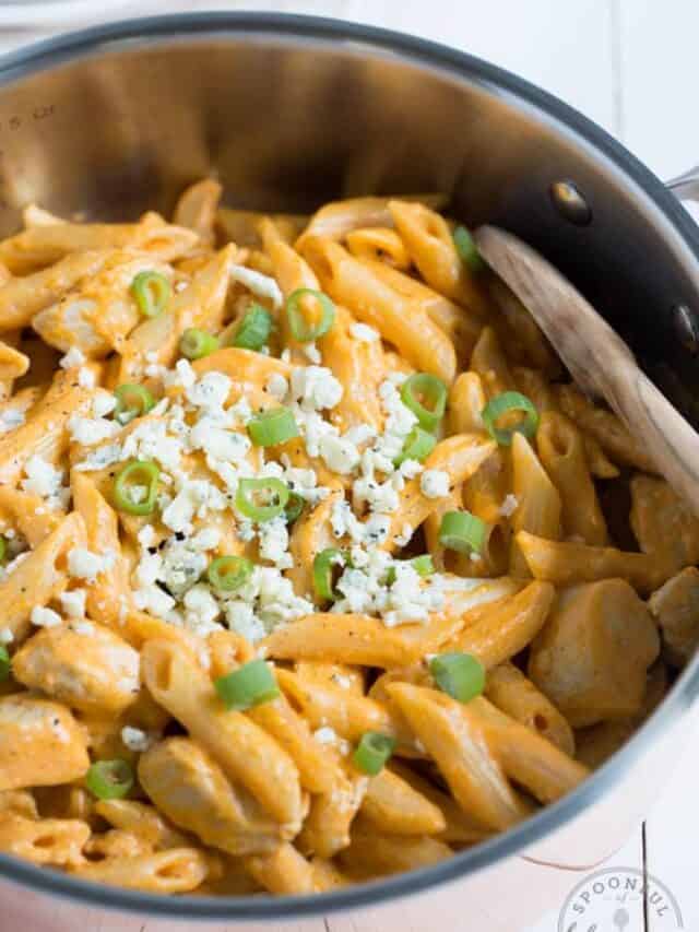 ONE PAN BUFFALO CHICKEN PASTA - Spoonful of Flavor