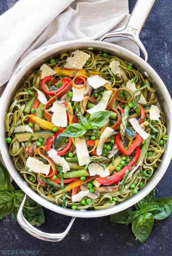 Pasta Primavera | One of the best ways to use all the spring vegetables is to toss them in this light and creamy Pasta Primavera!