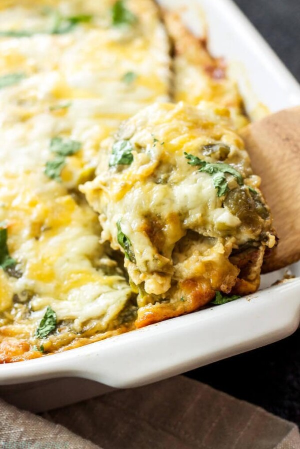 casserole dish with chile rellenos