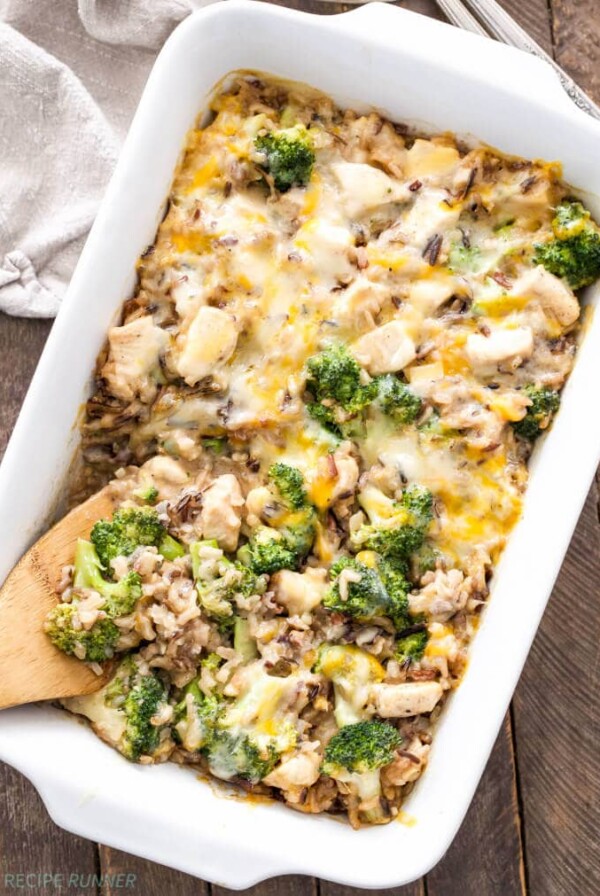 A healthy casserole the whole family will love! This Broccoli, Chicken and Cheese Wild Rice Casserole can be made ahead of time, perfect for busy nights.