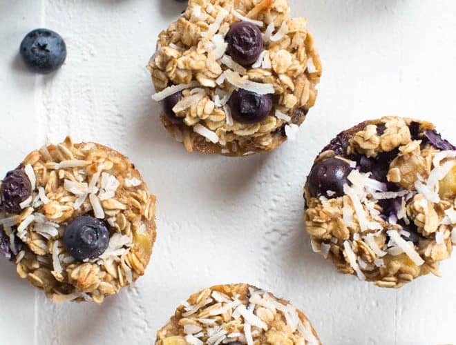 Banana Blueberry Coconut Baked Oatmeal Cups  Spoonful of Flavor