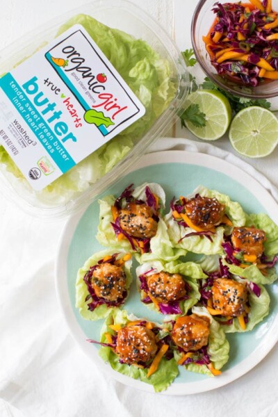 Asian Chicken Meatball Lettuce Wraps With Mango Slaw Spoonful Of Flavor