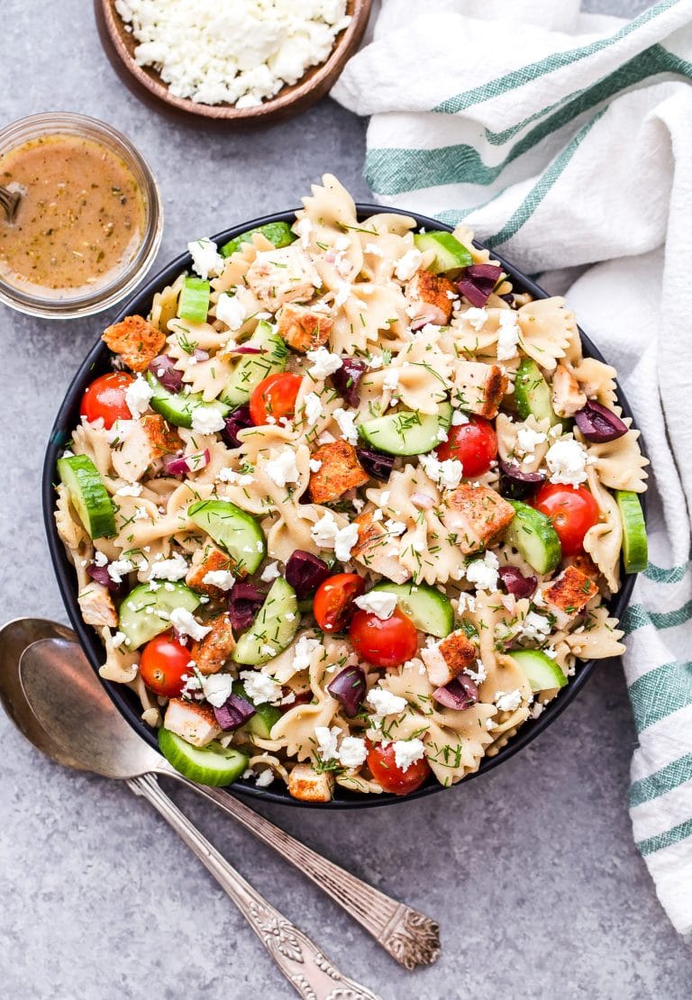 Greek Chicken Pasta Salad - Spoonful of Flavor