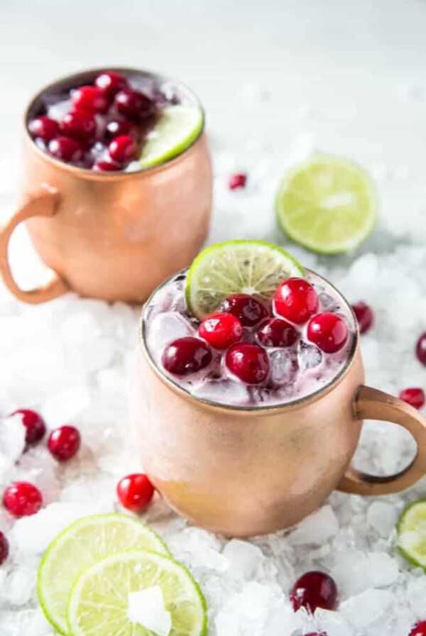 Shake up a Cranberry Moscow Mule and serve this festive holiday cocktail at your next dinner party or holiday celebration! #cranberry #moscow #mule #drink #recipe