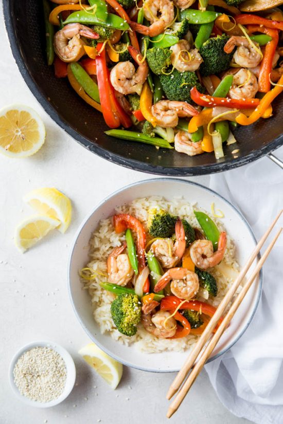 Shrimp Stir Fry Recipe with Lemon and Ginger - Spoonful of Flavor