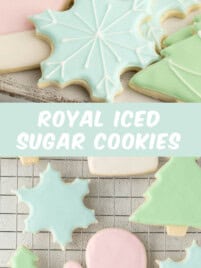 Beautifully decorated winter sugar cookies with royal icing.