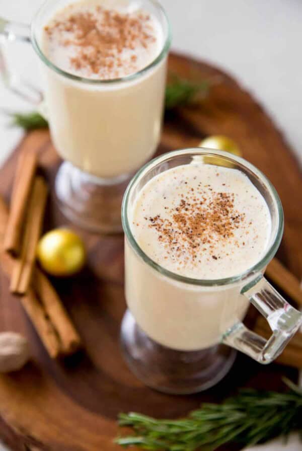 homemade eggnog in a glass