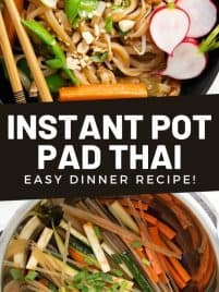 instant pot pad thai in a black bowl