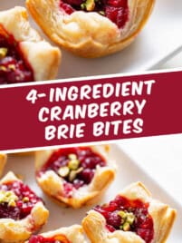 Cranberry Brie Bites on a white plate for serving.