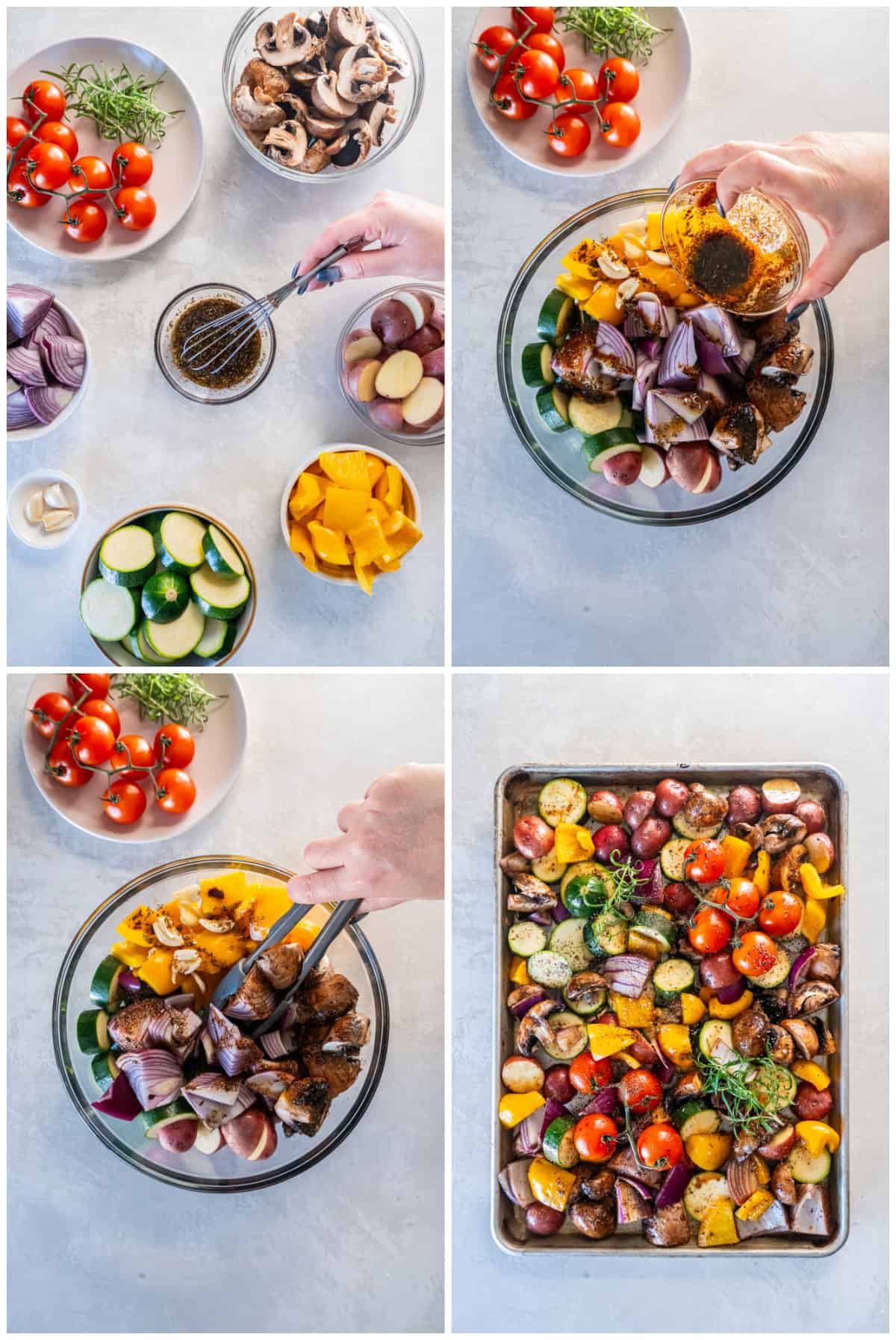 The steps to make Italian Roasted Vegetables.